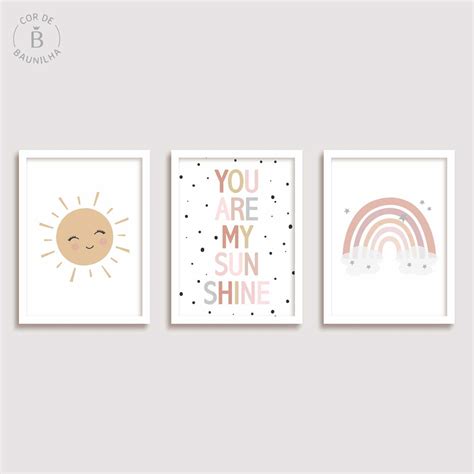 Quadros Decorativos Sol Arco Ris You Are My Sunshine Elo