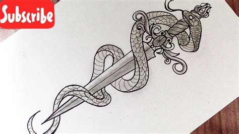 Como Dibujar Una Espada Con Serpiente Dibujo De Tatuaje De Espada