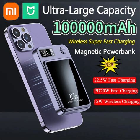 Xiaomi MIJIA 100000mAh Manyetik Qi Kablosuz Arj G Banka 22 5W H Zl Arj