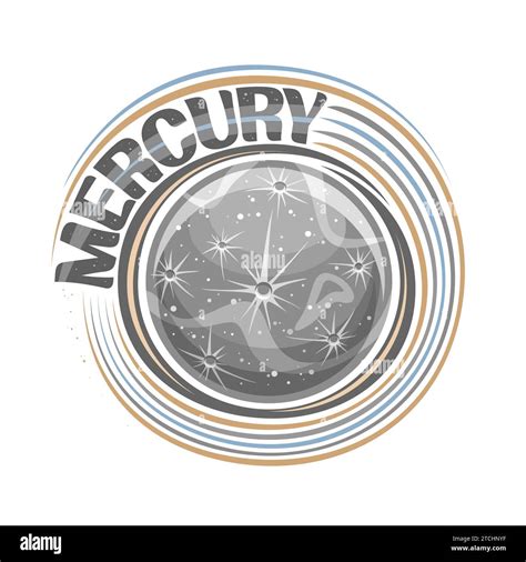 Vector logo for Mercury, decorative cosmic print with rotating planet ...