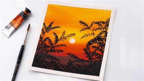 Watercolor Sunset Drawing Watercolor Painting Sunset Watercolor