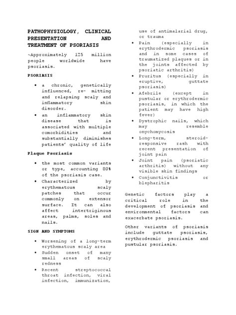 Pathophysiology, Clinical Presentation AND Treatment of Psoriasis | PDF ...