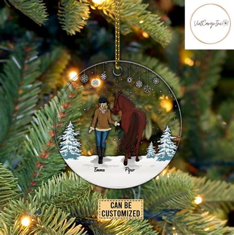 Girl And Horse In Snow Ornament Horse Christmas Ornament Horse