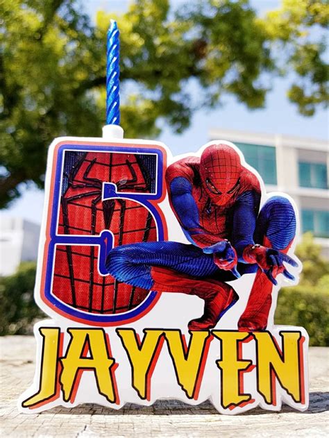 Spiderman Cake Candle Personalized Birthday Candle Etsy