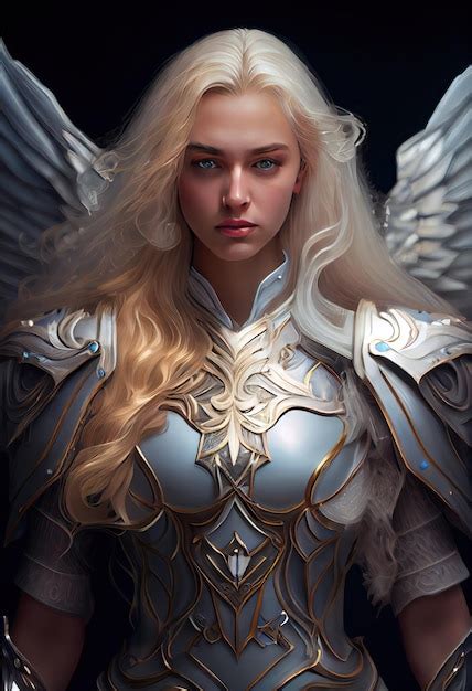 Premium Photo | White female angel warrior