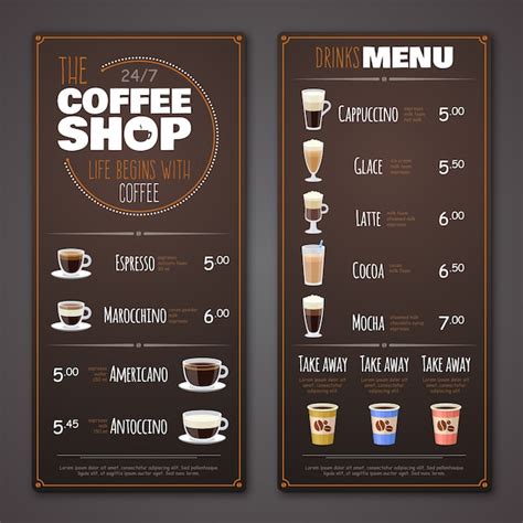 Modèle De Menu De Café Vecteur Premium