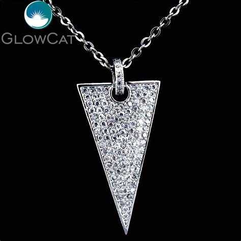 Glowcat Cz Long Inverted Triangle Necklace Copper Full Cubic