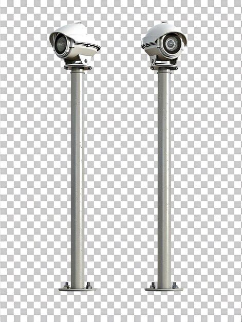 Premium Psd Cctv Cameras On Isolated Pole Against Transparent Background