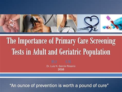 Primary Care Screening Tests In Adults Geriatrics Ppt