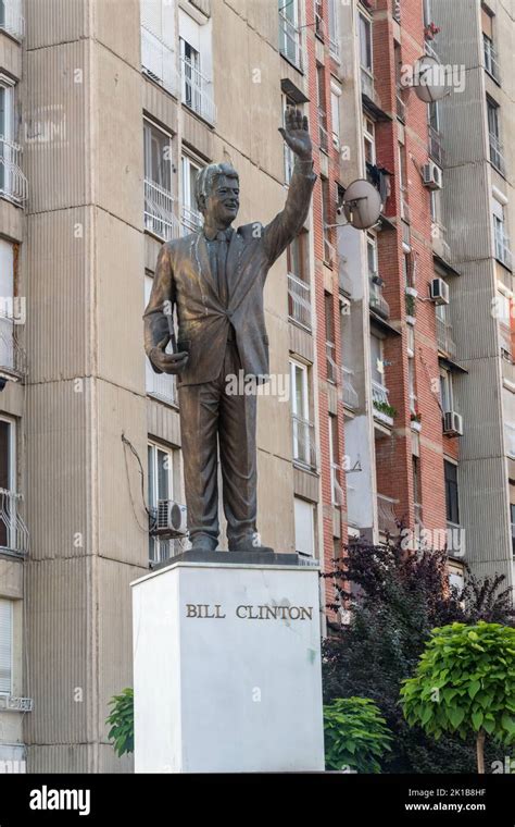 Pristina Kosovo June Bill Clinton Statue In Pristina The