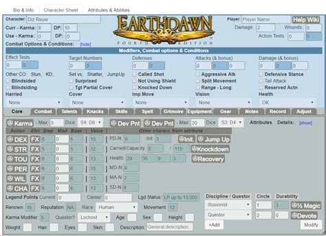 Earthdawn Character Sheet Form Fillable Printable Forms Free Online