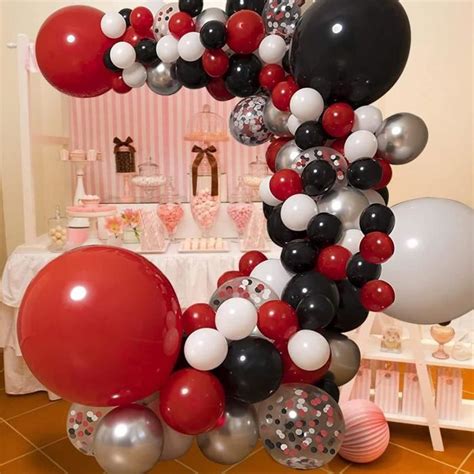 Guirlande De Ballons Rouges Noirs Ballons Archés Blancs Noirs Rouges