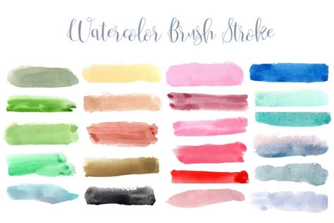 Premium Vector Collection Of Watercolor Brush Stroke With Rainbow Color