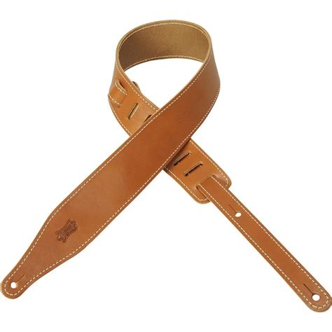 Levys 2 1 2″ Wide Tan Veg Tan Leather Guitar Strap Mega Music Store