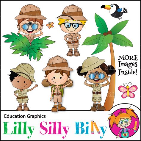 SAFARI Hiking and Exploring Clip Art Characters in Safari - Etsy