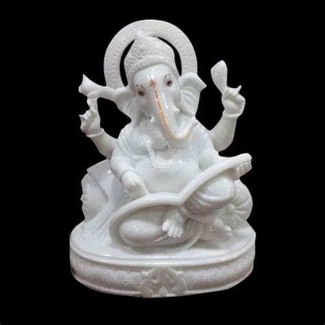 White Lord Marble Ganesh Statue Size 2 Feet Packaging Type Wooden