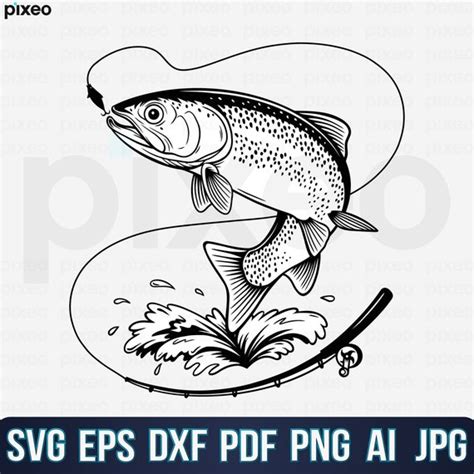 Prints Trout Fishing Cut File Trout Fishing Svg Trout Fish Cricut