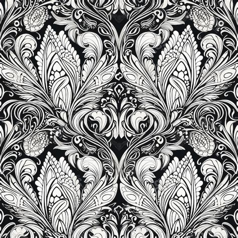 Premium Ai Image A Black And White Wallpaper With Floral Patterns