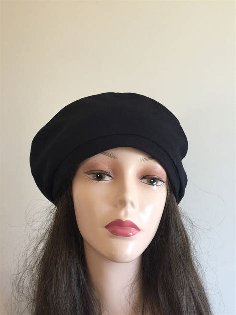 Beret hat with feather black hat with feather summer fall | Etsy