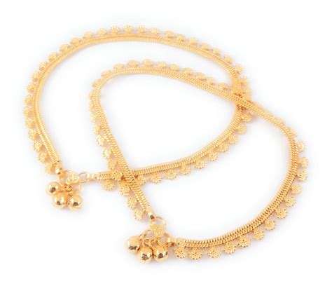 Afj Gold Thin Size Gold Plated Stylish Anklets Kolusu Payal Ghungroo