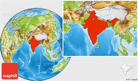 Physical Location Map of India