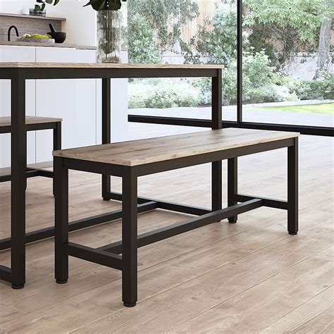 Avenue Dining Bench Cm Natural Oak Effect Black Steel Only