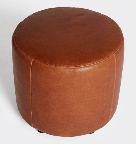 Worley Leather 21" Round Ottoman | Round leather ottoman, Leather ...