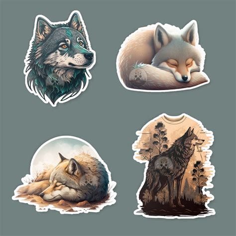 Sleeping Wolf Vinly Stickers, Wolf Sticker Pack, Book Stickers, iPad Stickers, Laptop Stickers ...