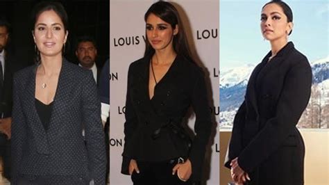 Katrina Kaif Disha Patani Deepika Padukone And Their Sensuous Boss Babe Vibes In Black Pantsuits