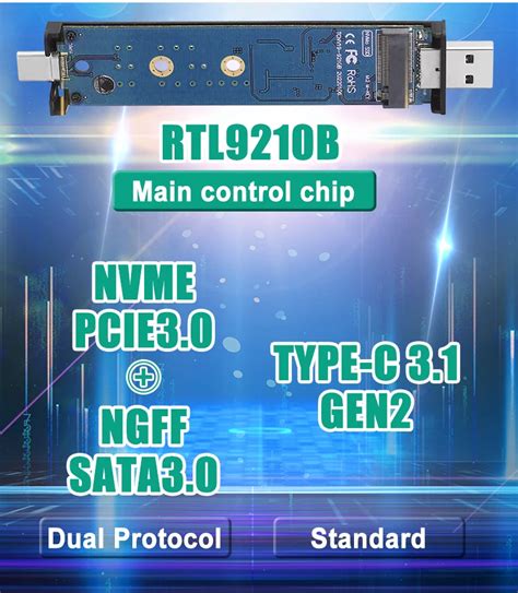 Aluminum M 2 Nvme And Sata Ngff Enclosure Dual Protocol Gen 2 Usb Type