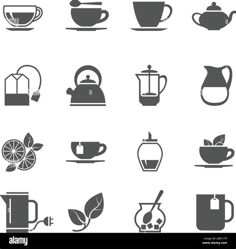 Tea Vector Icons Hot Beverage With Sugar And Lemon Illustration Stock Vector Image Art Alamy