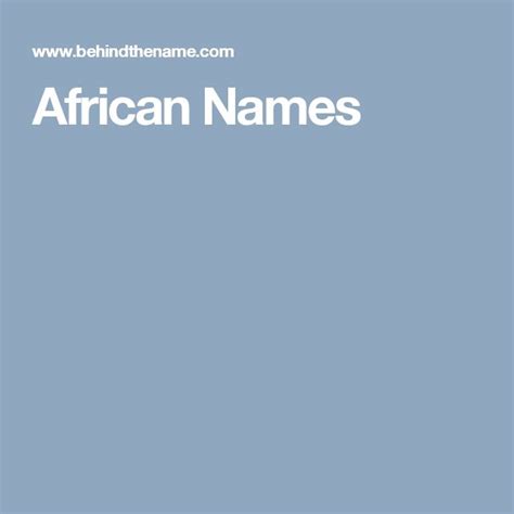 African Names African Name Names African