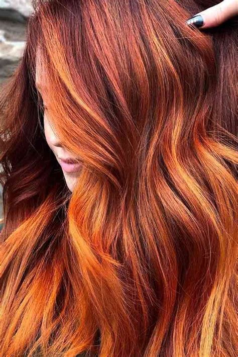 Long Hairstyle With Tangerine Highlights Tangerinehair Natural Auburn