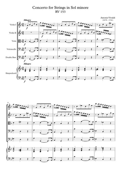 Concerto For Strings In Sol Minore Rv By Antonio Vivaldi Sheet