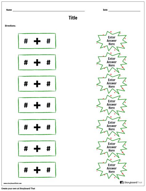 Free Addition Matching Worksheet Storyboard Per Worksheet Templates