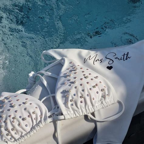 Bride Bikini Personalised Hen Party Bikini Honeymoon Swimwear Honeymoon Bikini White Bride
