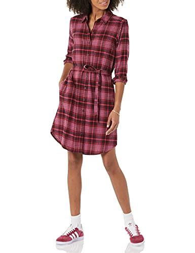 Goodthreads Womens Brushed Flannel Relaxed Fit Belted Shirt Dress X