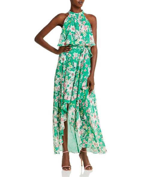 Eliza J Floral Sleeveless Halter Dress In Green Lyst