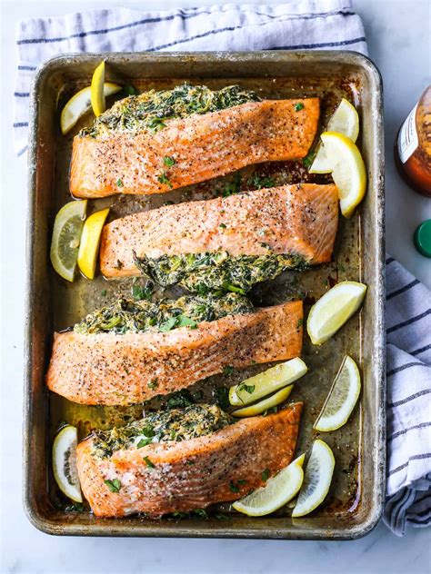 Easy Creamy Spinach Stuffed Salmon The Defined Dish