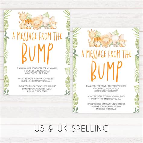 A Message From The Bump Safari Animals Printable Baby Shower Games