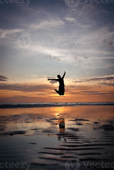 Jumping Silhouette Sunset