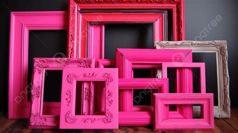 Pink Picture Frames In Various Sizes And Styles Background Hot Pink