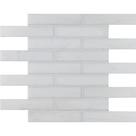 Snow White Honed Staggered Joint Marble Mosaic 12x12 Marble Slab