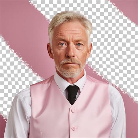 A Uneasy Senior Man With Blonde Hair From The Uralic Ethnicity Dressed