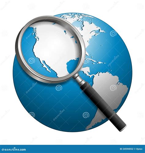 Globe And Magnifying Glass Stock Vector Illustration Of White 24594052