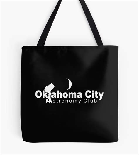 Official Oklahoma City Astronomy Club Logo (White On Black) Tote Bag | Astronomy Gifts