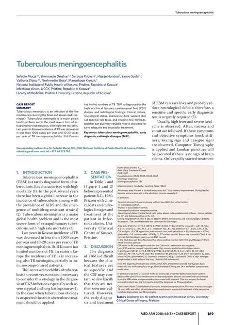 PDF Tuberculous Meningoencephalitis