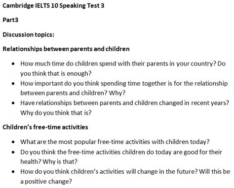 Cambridge IELTS 10 Speaking Test 3 Part 3 Questions & Answers