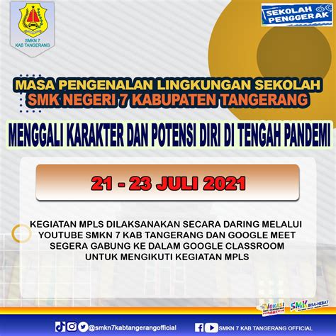 📢 Informasi Kegiatan Mpls Smkn 7 Kab Tangerang Tahun Ajaran 2021📢