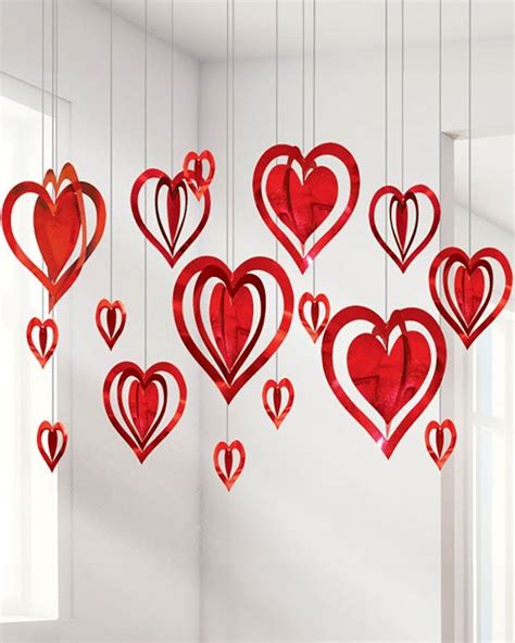 Valentines 3d Heart Hanging Decorations Party Delights